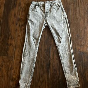 Tina Stephens bleached high rise button fly jeans size 28 hand work‎ denim EUC